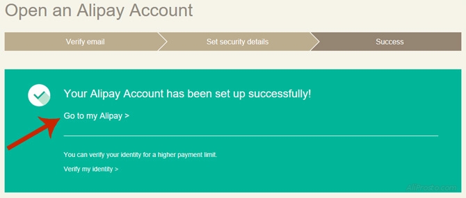 Для входа в личный кабинет AliPey, нажимаем Go to my AliPay