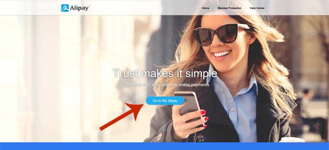 Заходим в систему алипей, нажимая Go to My AliPay