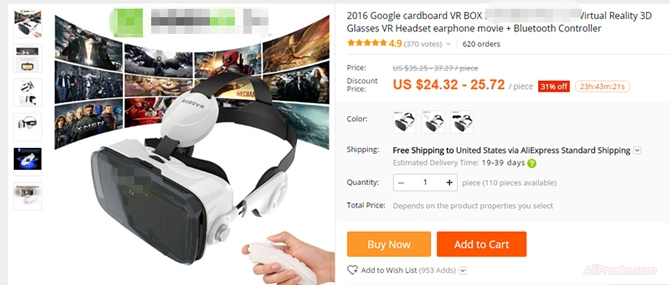 На сайте алиэкспресс на русском языке запретили продавать очки виртуальной реальности с непристойными содержаниями. ВР очки с использованием порно фотографиями будут удалены