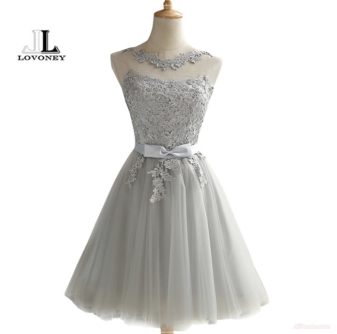 Классическое платье в серых тонах для выпускного вечера 2018