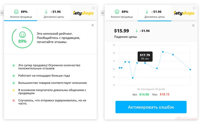 Расширение для проверки продавца на АлиЭкспресс