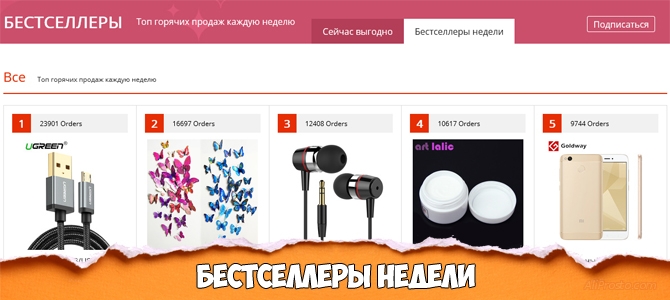 Бестселлеры недели - товары АлиЭкспресс
